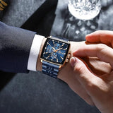 REWARD Quartz Watch for Men Business Square Face Waterproof Wrist Watches Chronograph, Luminous