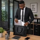 Crocodile Pattern Briefcase Professional Bag