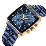 REWARD Quartz Watch for Men Business Square Face Waterproof Wrist Watches Chronograph, Luminous