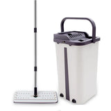 Flat Mop and Bucket Set, 3 Microfiber Pads for Cleaning