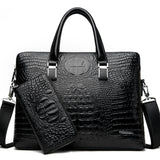 Professional Men Crocodile Pattern Briefcase  Bag Plus Purse