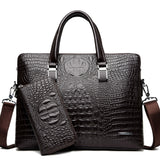 Professional Men Crocodile Pattern Briefcase  Bag Plus Purse