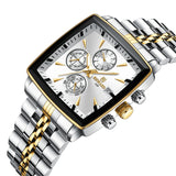 REWARD Quartz Watch for Men Business Square Face Waterproof Wrist Watches Chronograph, Luminous