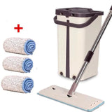 Flat Mop and Bucket Set, 3 Microfiber Pads for Cleaning