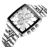 REWARD Quartz Watch for Men Business Square Face Waterproof Wrist Watches Chronograph, Luminous